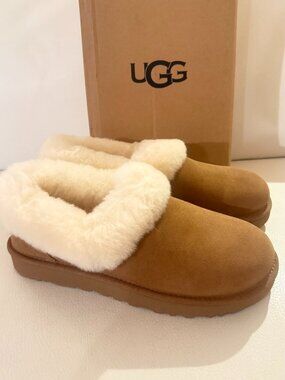 NIB WOMENS CHESTNUT UGG NITA GENUINE SHEARLING SLIPPERS SHOES 9
